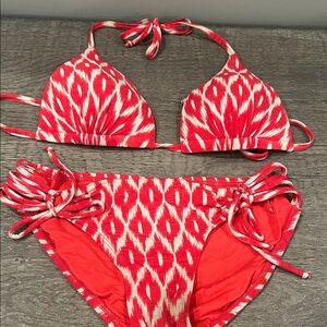 Red and Crème Bikini Set